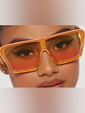 Posh Orange Oversized Shield Sunglasses for Women
